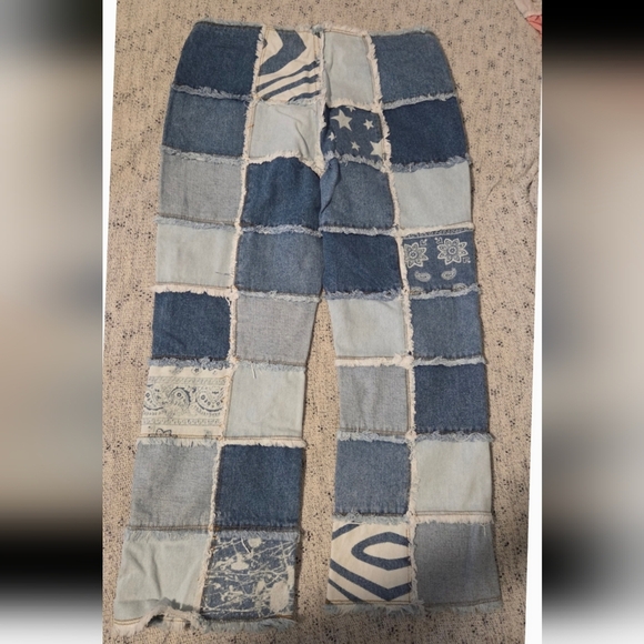 Vintage Y2K No Boundaries Patchwork Denim Jeans - Junior 9 - Picture 3 of 4